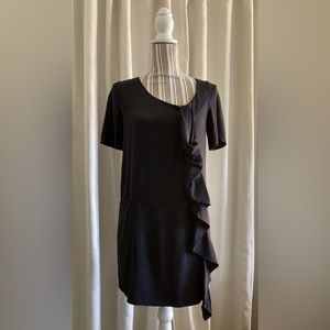 Marni Black Silk Short sleeves ruffles dress